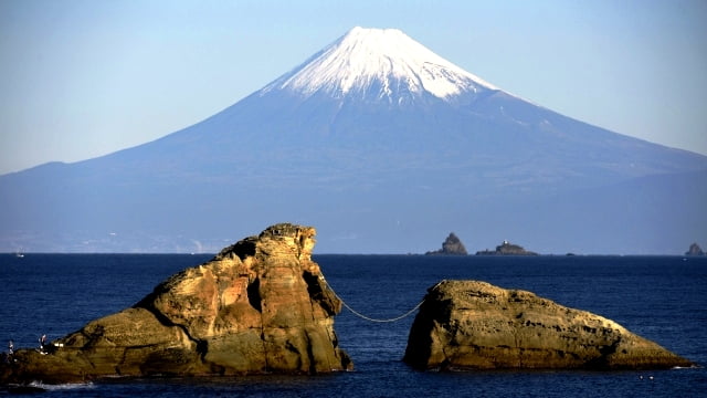 雲見海岸から望む富士山
