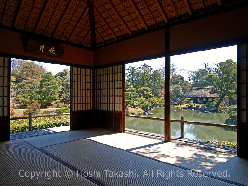 桂離宮 月波楼からの日本庭園の眺め